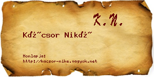 Kácsor Niké névjegykártya
